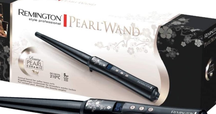 Remington Lockenstab Pearl Profi CI95, kegelförmig, LCD-Display, hochwertige Keramikbeschichtung mit echten Perlen, schwarz